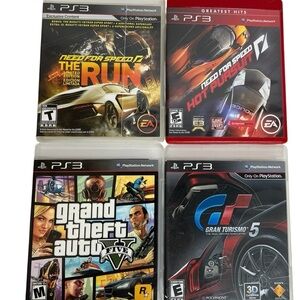 PS3 Lot of 4~Need 4 Speed The Run & Hot Pursuit, Gran Turismo, GTA-5. Tested EUC